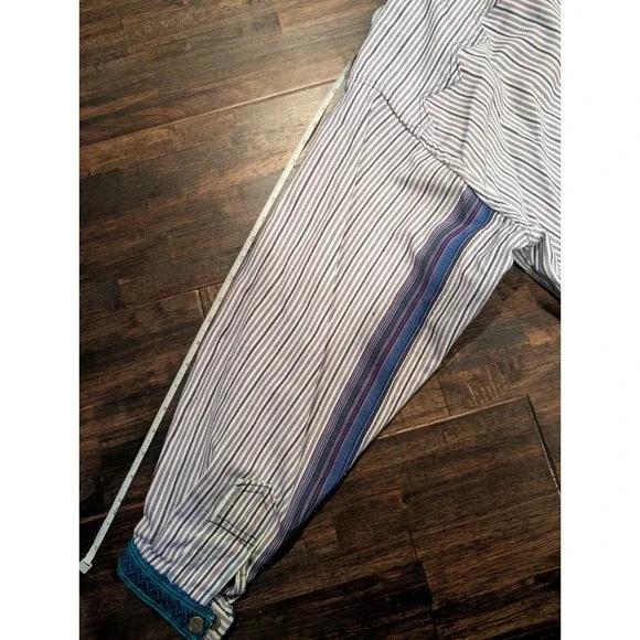 Vintage‎ Handmade Guatemalan Striped Shirt Jacket Mens 2XL Aztec Cowboy Western - Picture 8 of 9